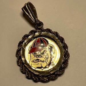 Georgia Bulldog Mascot UGA .999 Fine Silver and Red Pendant